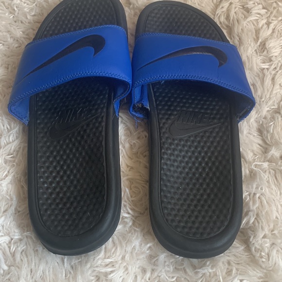 Black and Blue Nike Slides - Picture 2 of 5